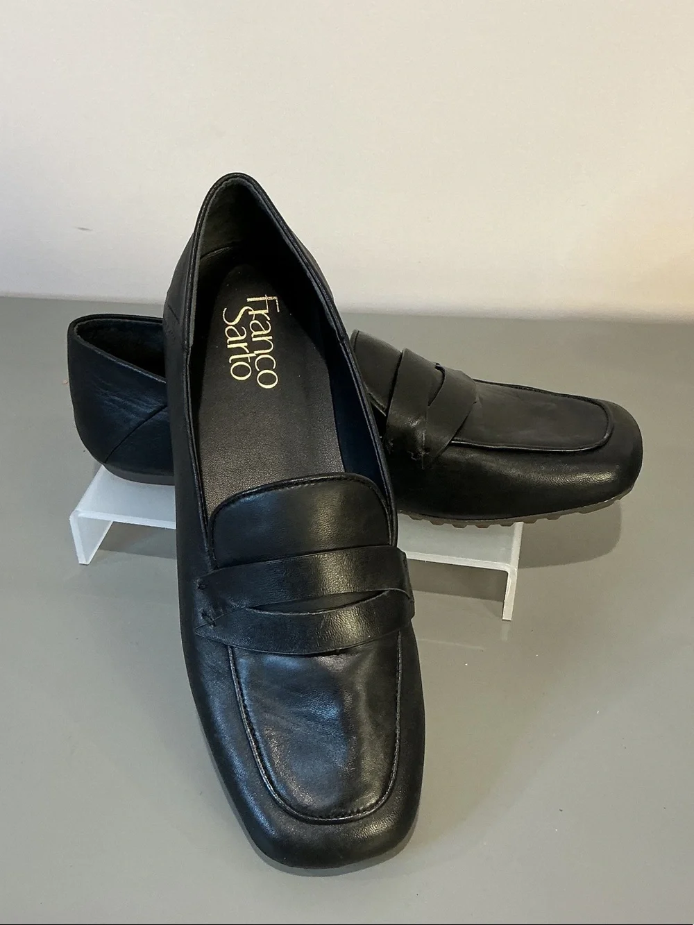 Franco Sarto ZURY Black Leather Penny Moccasin Loafers, Size 7